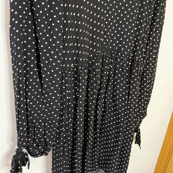 ASOS Design Black and White Polka Dot Tie Sleeve Babydoll Dress - Picture 13 of 13
